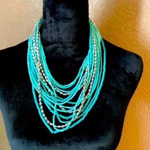 Cookie Lee teal/ silver necklace